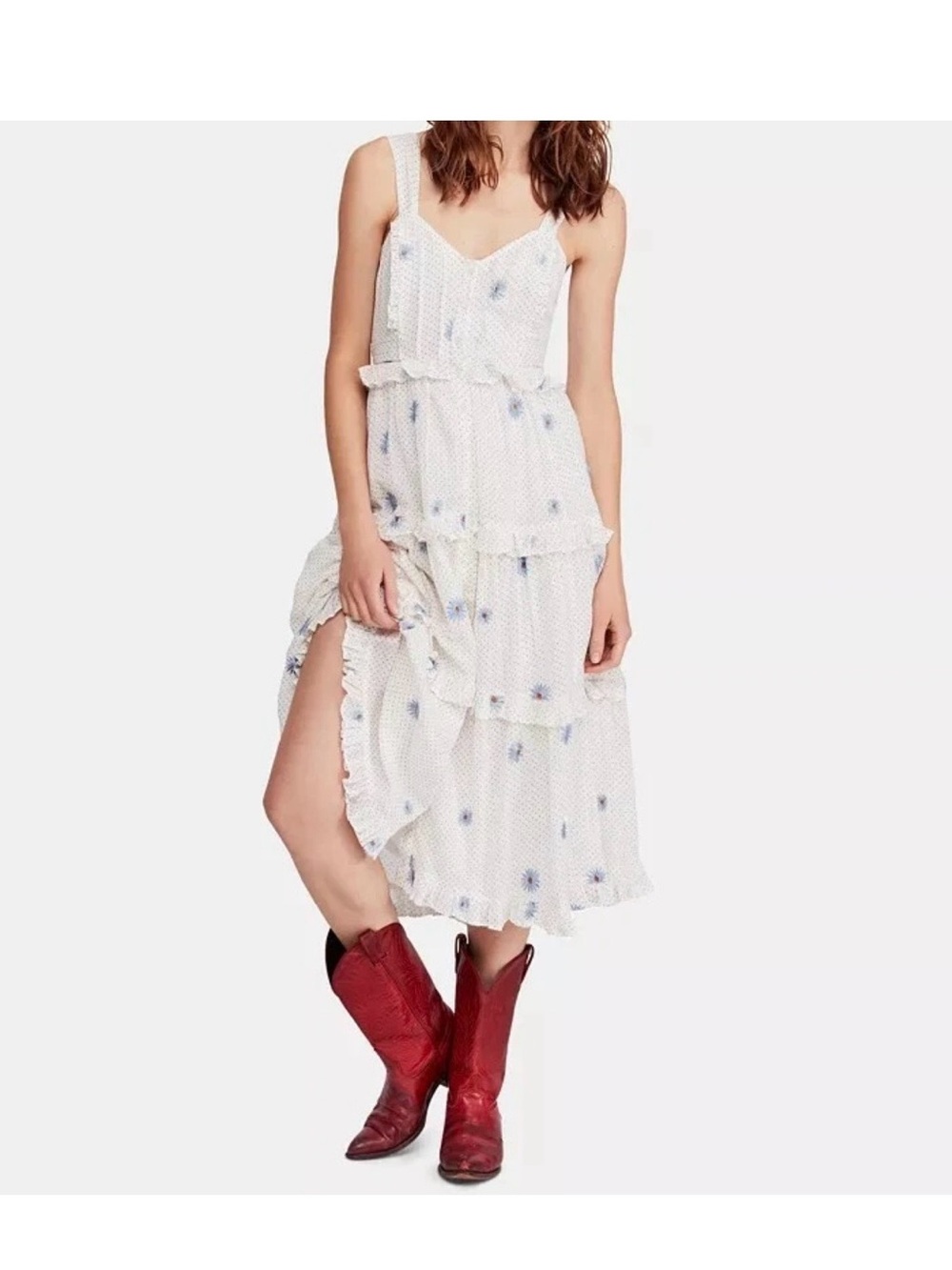 free people daisy chain button up midi dress